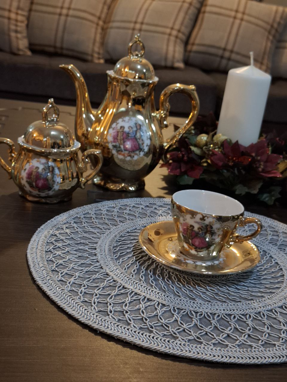 زیر بشقابی قیطون دوزی مدل صدف 