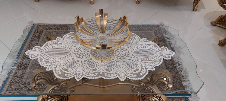 رومیزی جلو مبلی مدل صدف لوزی