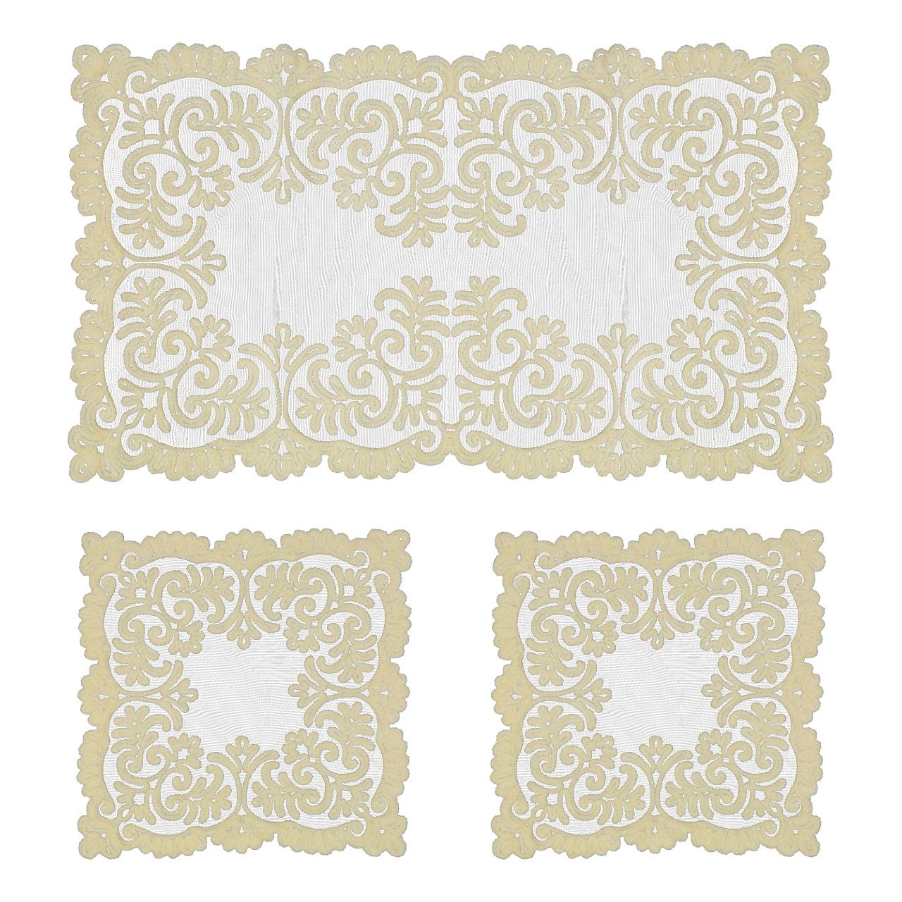 رومیزی سه تیکه مدل تور مخمل