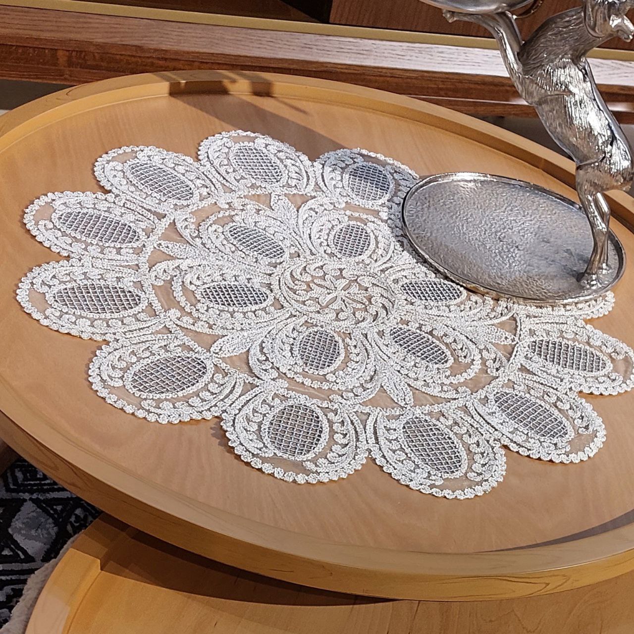 رومیزی سه تیکه گرد مدل صدف