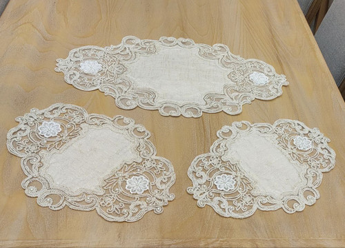 ست رومیزی سه تیکه مدل دانتل